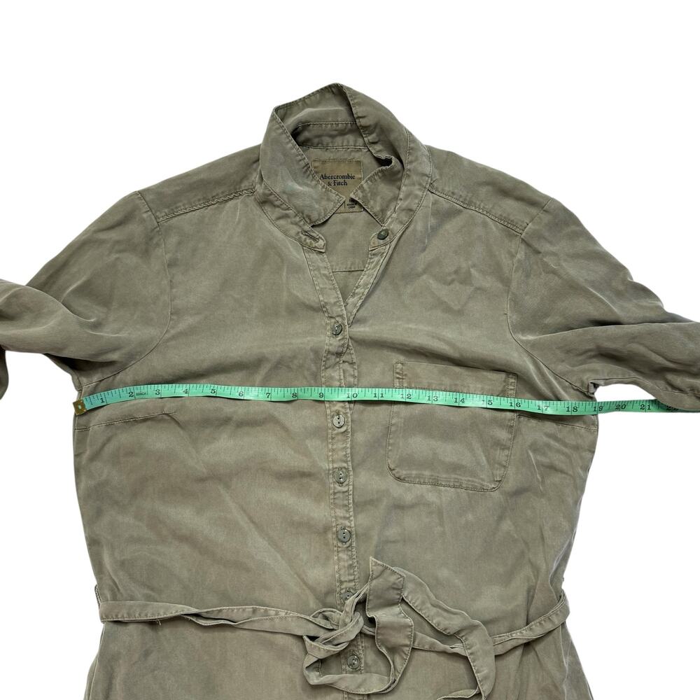 ABERCROMBIE & FITCH Army Green Utility Belted Mini Shirt Dress Sz Medium Petite - Picture 8 of 10